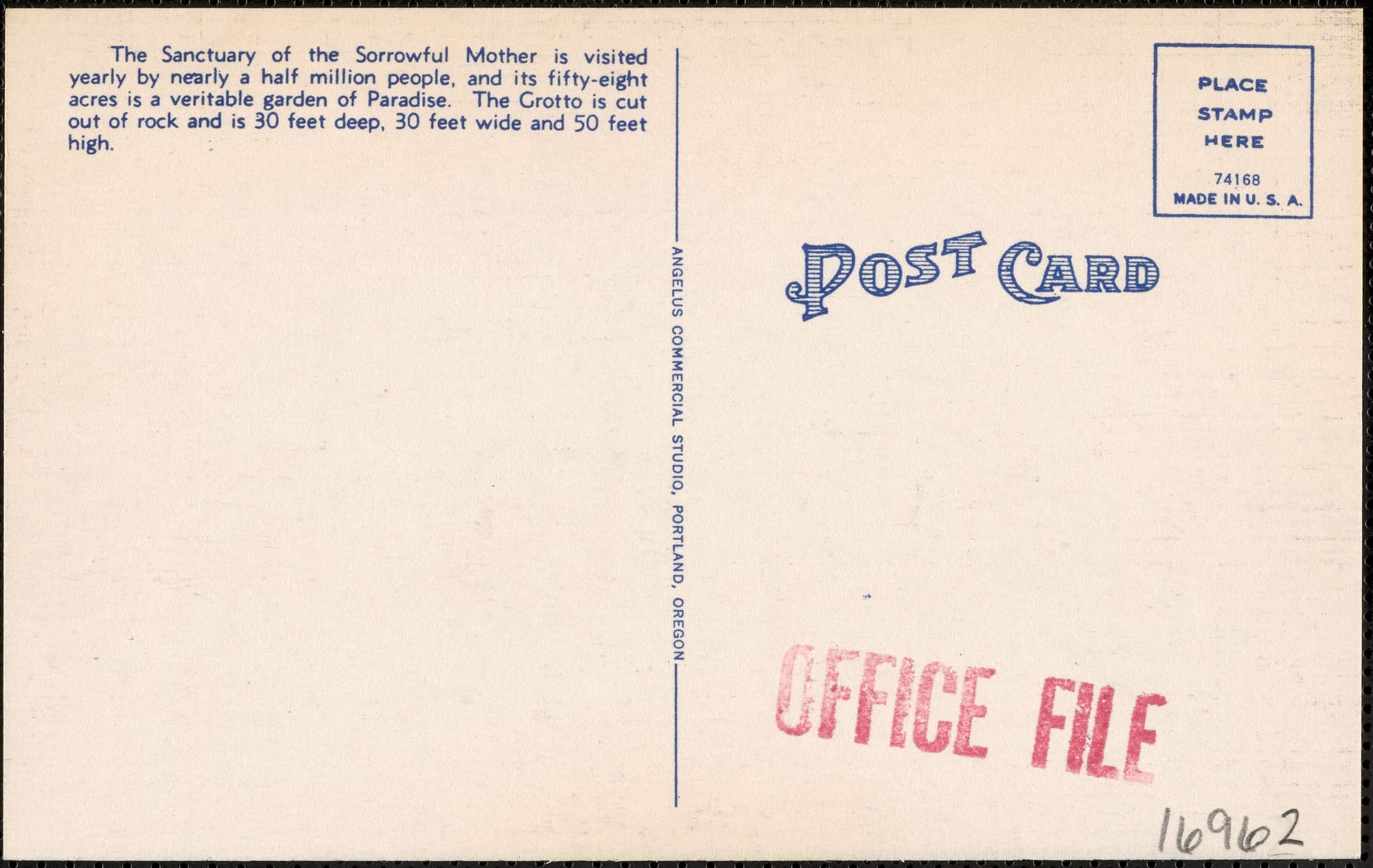 Back of the postcard