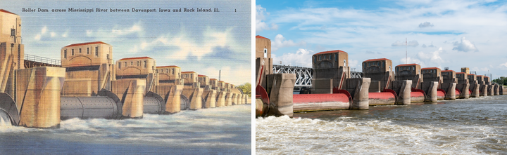 Roller Dam across the Mississippi River between Davenport, Iowa and Rock Island, Ill.